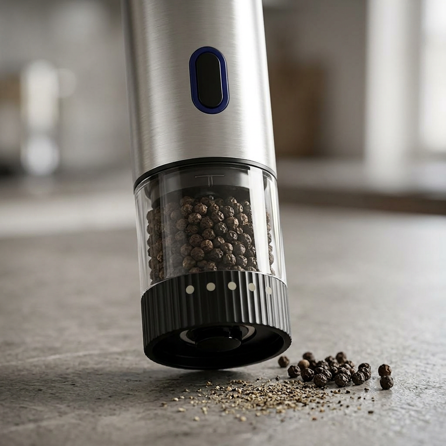 Moulin à sel et poivre électrique rechargeable Type-C, gros plan sur les détails