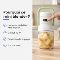 Pourquoi choisir ce mini blender : les repas de bébé, faits maison, moteur 40 W, extraction de la pulpe, format mini