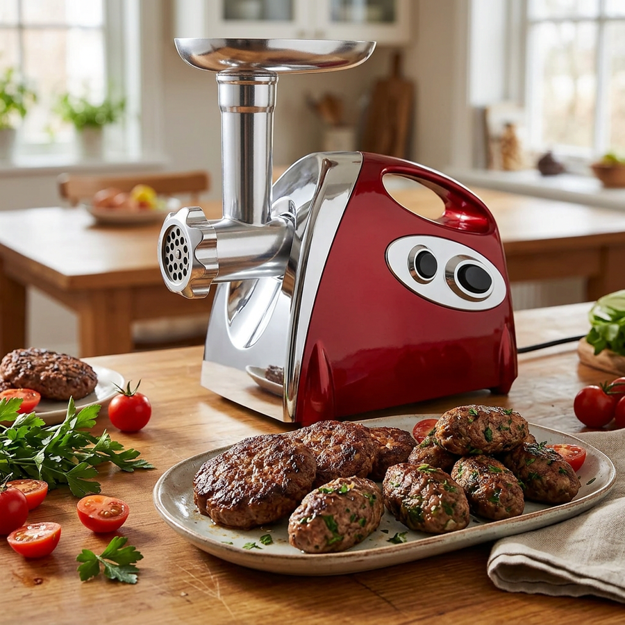 Hachoir à viande électrique 700 W avec kit kebbé, en situation dans la cuisine