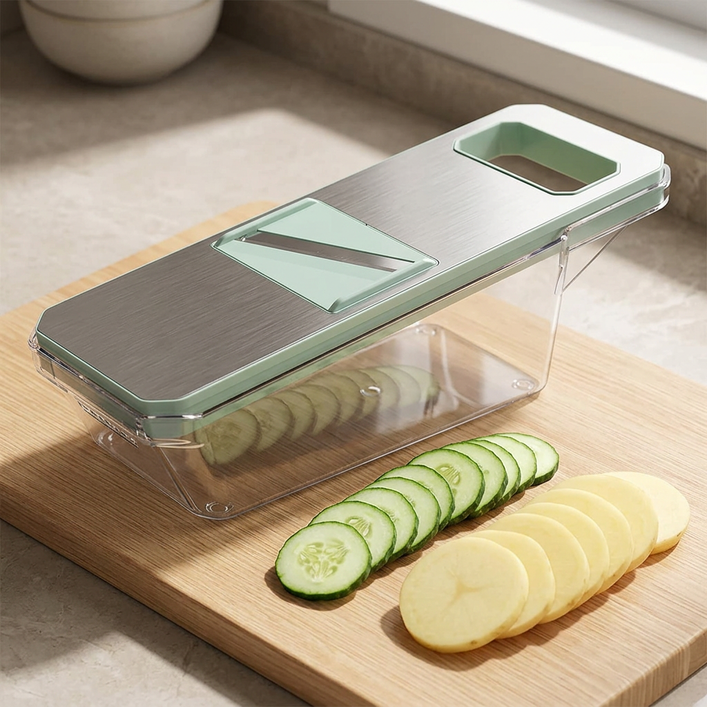 Mandoline 6 en 1 à lames interchangeables, résultat obtenu