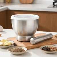 Mortier et pilon inox 304, base antidérapante, résultat obtenu