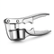 Stainless steel garlic press with round bowl and nutcracker