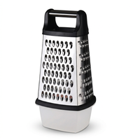 Râpe inox 4 faces avec boîte de récupération, vue produit sur fond blanc