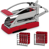 Coupe-frites inox à base ventouse, 2 lames, vue produit sur fond blanc
