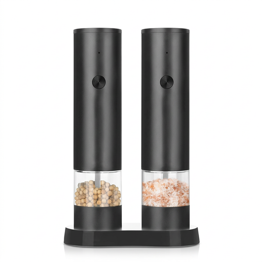Moulin à poivre électrique rechargeable USB, seul ou en duo, vue produit sur fond blanc