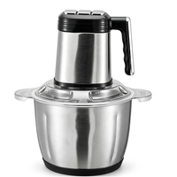 Hachoir électrique inox 3 L, 3 vitesses, verrou de sécurité, vue produit sur fond blanc