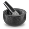 Solid black granite mortar and pestle, 16 cm
