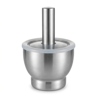 Mortier et pilon inox 304, base antidérapante, vue produit sur fond blanc