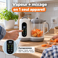 Robot bébé vapeur et mixeur avec bol transparent et écran tactile à 6 programmes