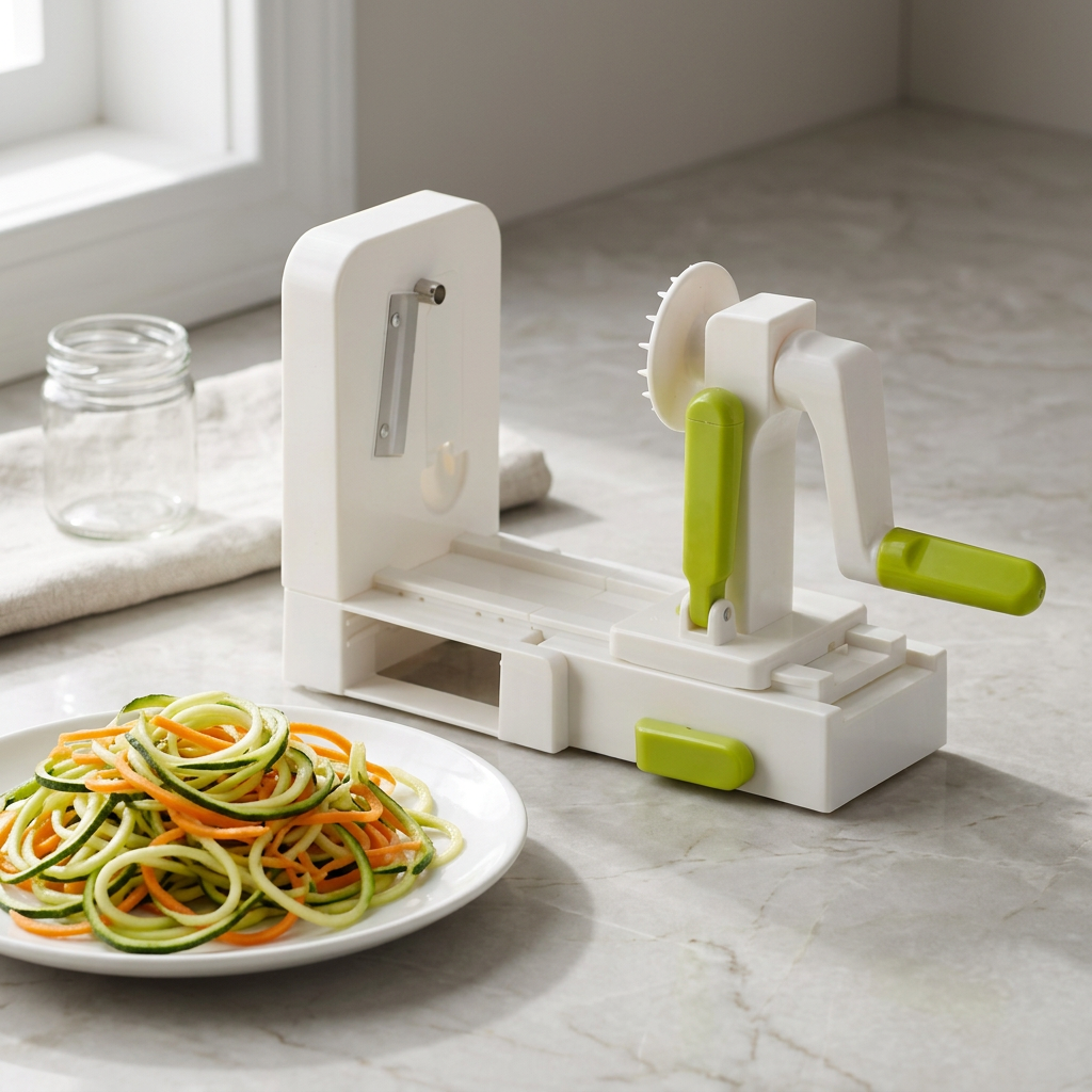 Spiraliseur à légumes 5 lames pliable, résultat obtenu